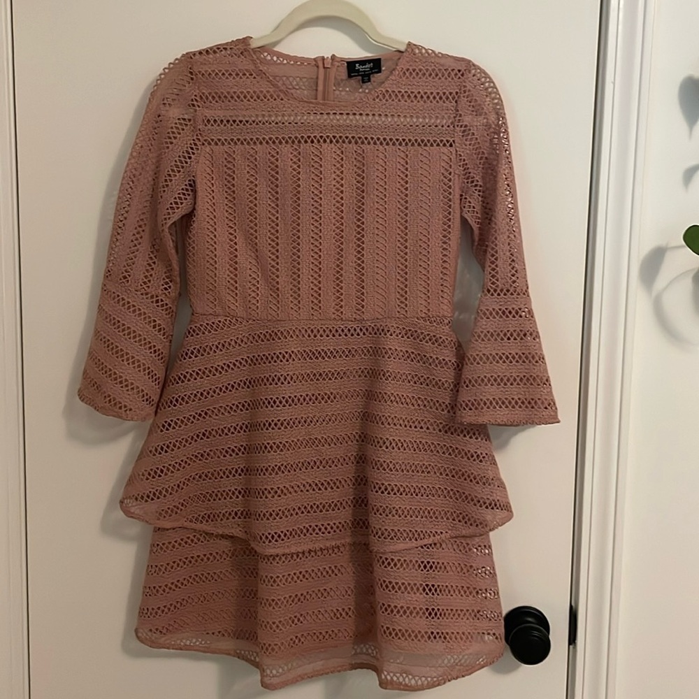 Bardot Big Girls Collins Frill Dress in Peach Pink Holiday Special Occasion
